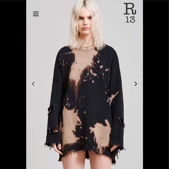 R13 DOPE distressed bleached pins sweatshirt. Size small. OVERSIZED. - Picture 5 of 12